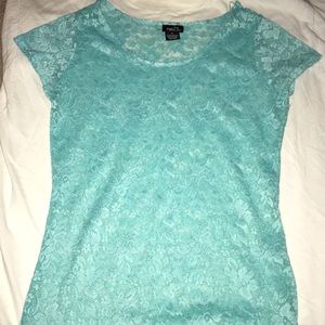 Juniors Turquoise Lace Top